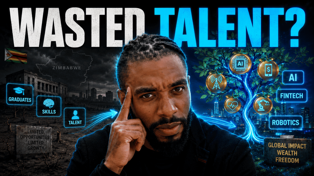 Documentary-style Clueless Pundit 2 graphic about Zimbabwe wasting technical talent and diaspora capability