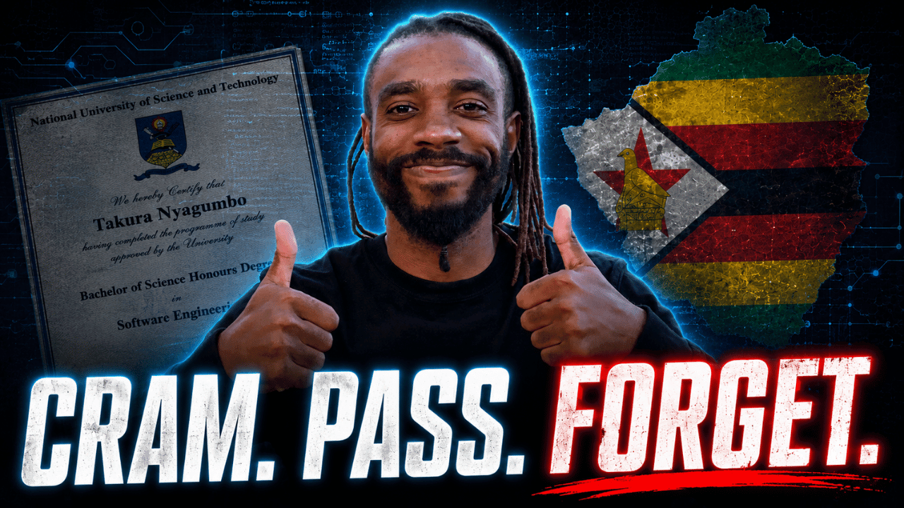 Documentary-style Clueless Pundit 2 graphic about Zimbabwe’s exam culture, credentialism, certificates and capability