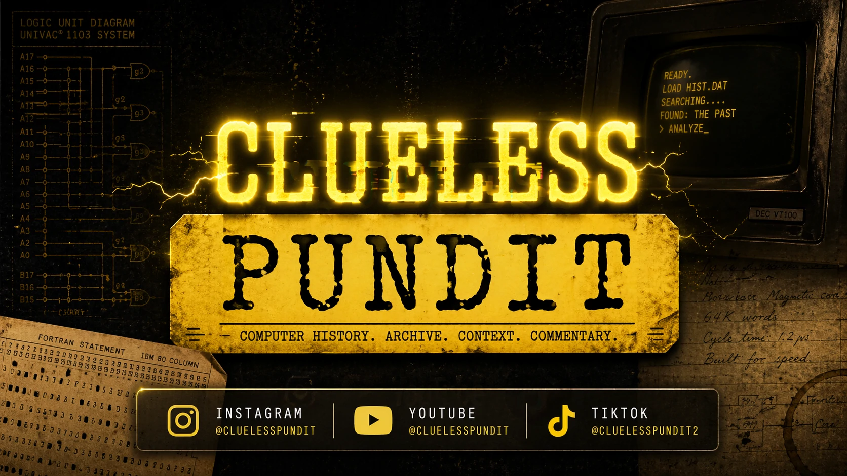 Clueless Pundit computer history library artwork